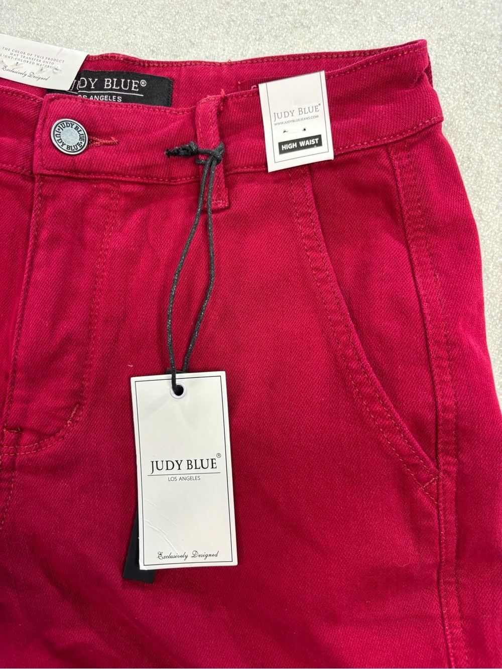 Judy Blue High Waist Heart Pocket Shorts Red Garment Dyed Womens Small NWT - Picture 7 of 7